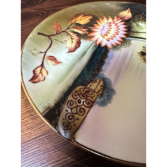 Antique Nippon Morimura Hand-painted Dish with Moriage Finger Handle - Landscape - Picture 10 of 11